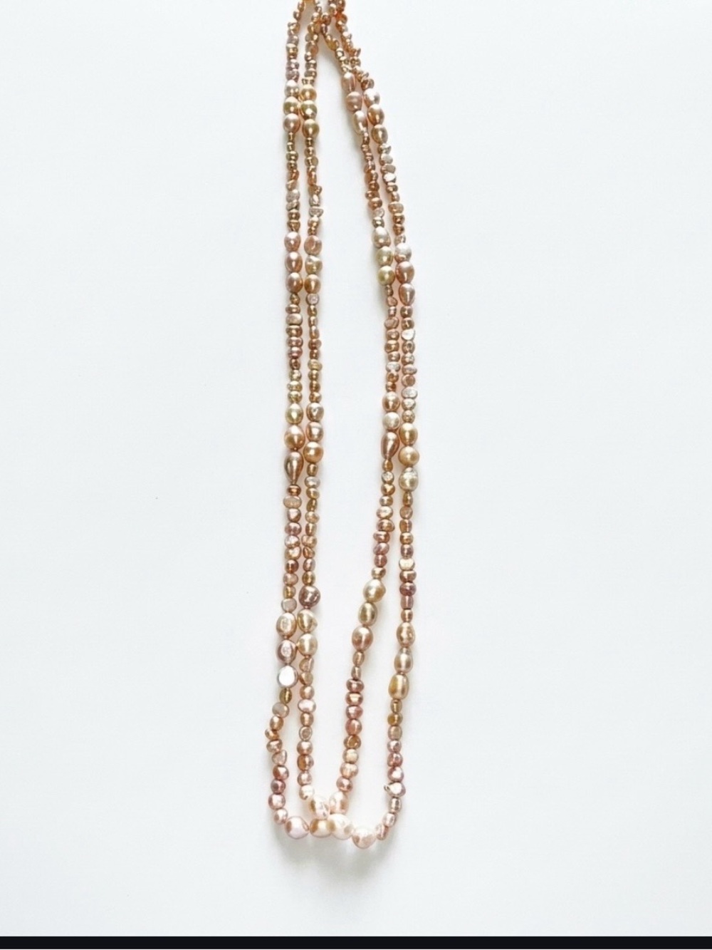 Vintage Double-Strand Long Pink Freshwater Pearl Necklace